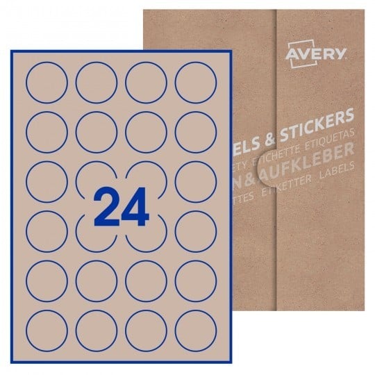 Avery Blank Labels_40mm Round Labels - Brown Kraft Labels