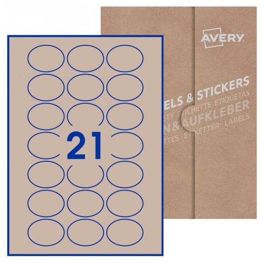 Avery Blank Labels_64 x 42mm Oval Labels - Recycled Brown Kraft Labels
