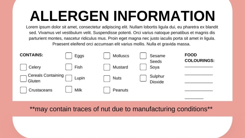 allergen information template avery