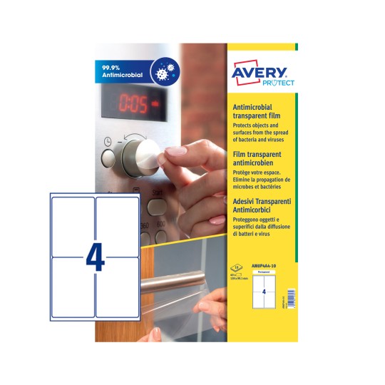Avery Antimicrobial Film Labels - AM0P4A4-10