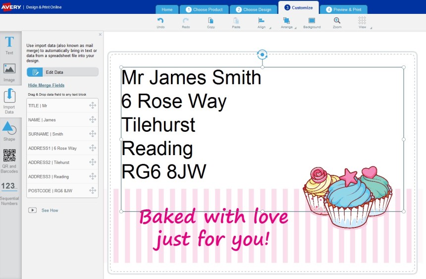 use mail merge to add addresses to your labels in the same format