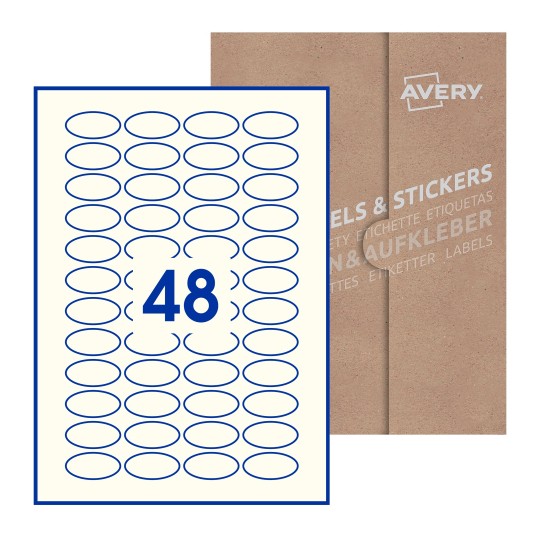 Oval Labels - 40 x 20mm Oval, Avery Blank Labels