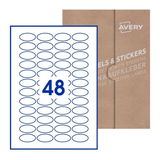 Oval Labels - 40 x 20mm Oval, Avery Blank Labels