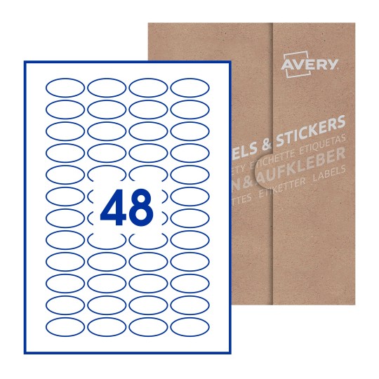 Oval Labels - 40 x 20mm Oval, Avery Blank Labels