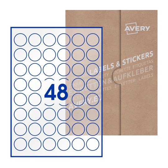 Round Labels - Ø 30mm Round, Avery Blank Labels