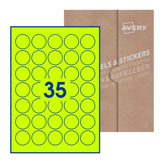 Round Labels - Ø 35mm Round, Avery Blank Labels