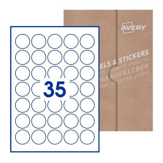 Round Labels - Ø 35mm Round, Avery Blank Labels