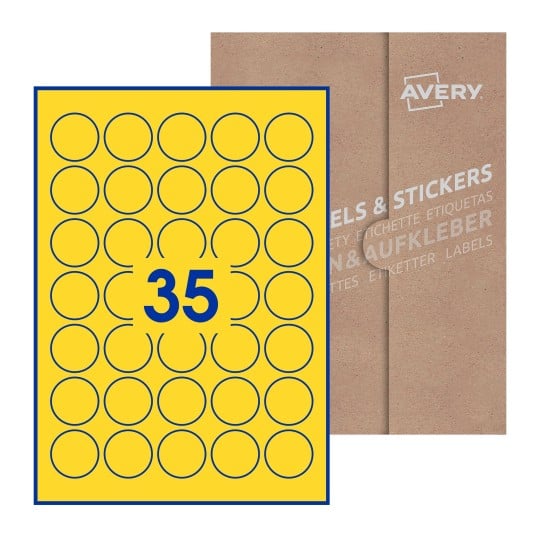 Round Labels - Ø 35mm Round, Avery Blank Labels