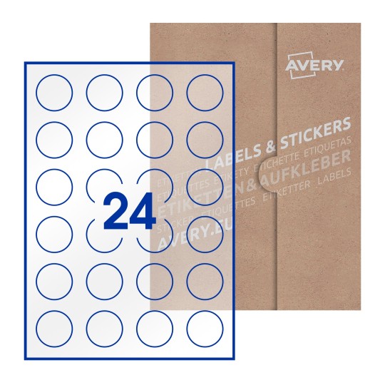 Round Labels - Ø 37mm Round, Avery Blank Labels