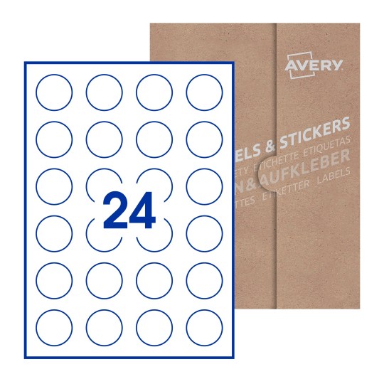 Round Labels - Ø 37mm Round, Avery Blank Labels