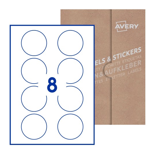 Round Labels - Ø 64mm Round, Avery Blank Labels