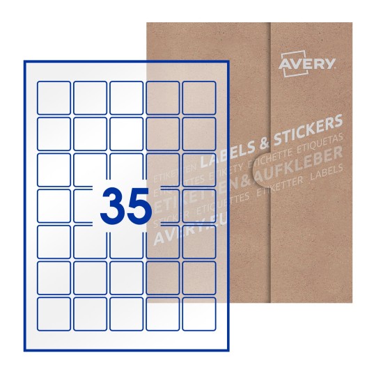 Square Labels - 35 x 35mm Square, Avery Blank Labels