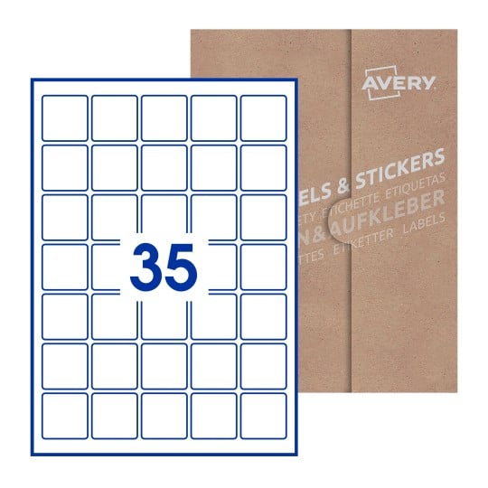 Square Labels - 37 x 37mm Square, Avery Blank Labels