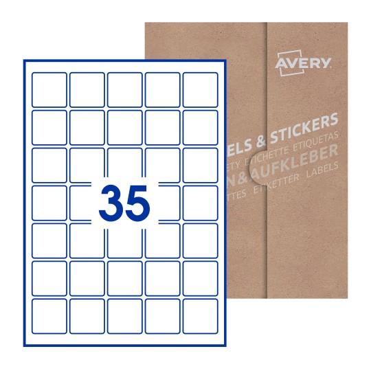 Square Labels - 37 x 37mm Square, Avery Blank Labels