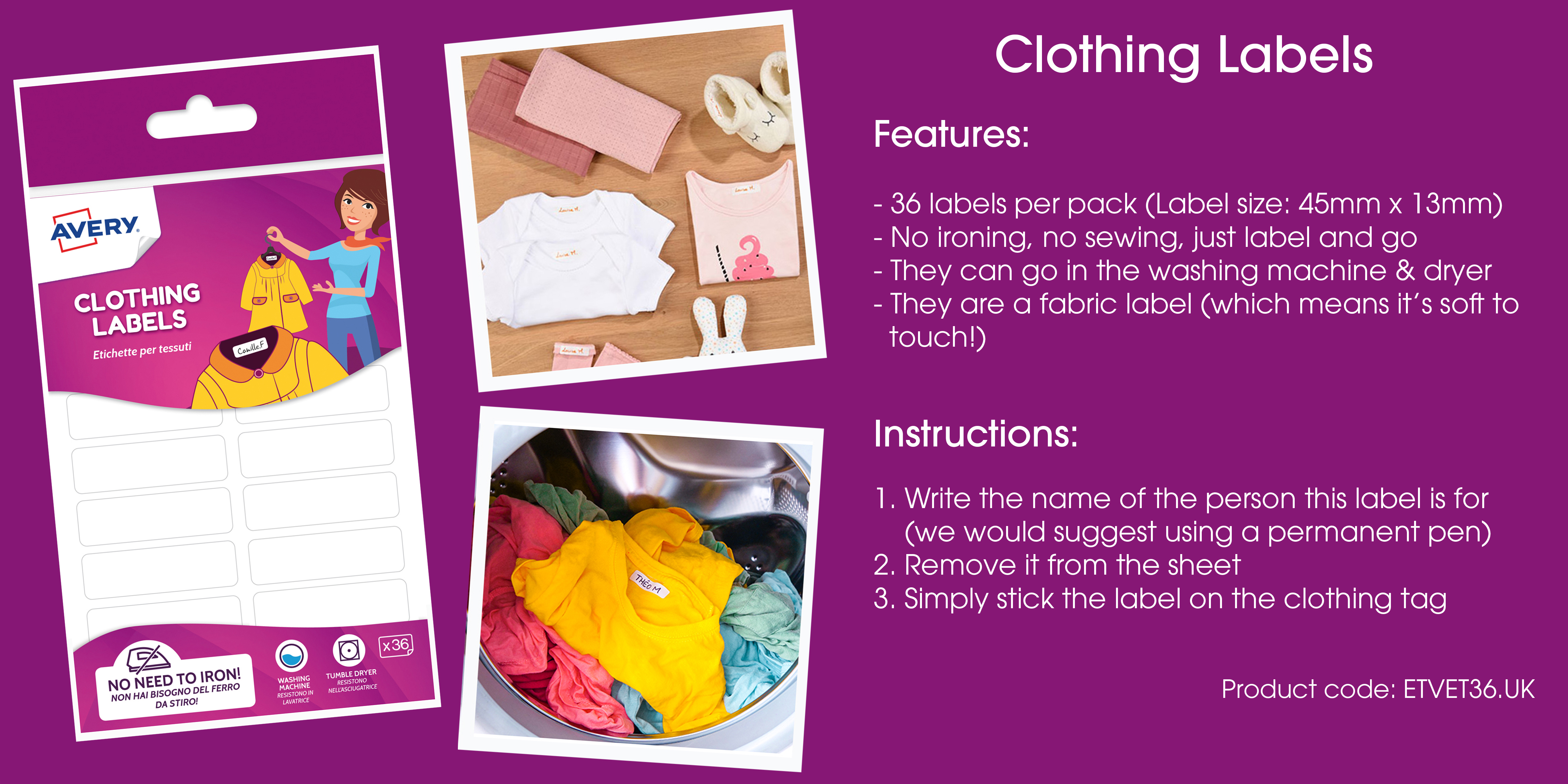 Clothing Labels | Name Labels | School Labels | Avery