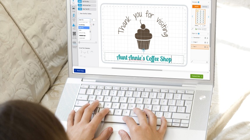 Avery Design & Print software's text tools