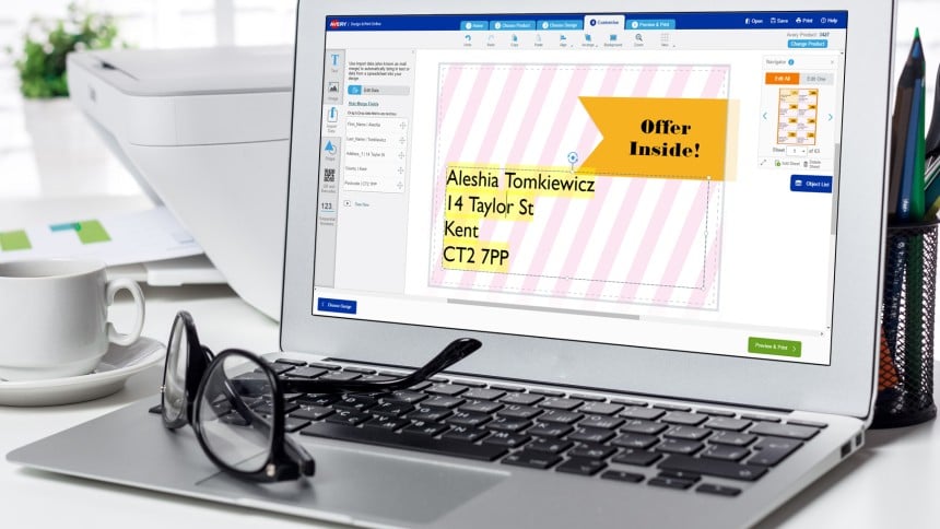 Import data to quickly merge information to your Avery products
