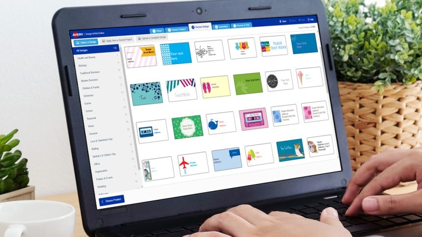 Select from hundreds of pre-design templates in Avery's free template software: Design & Print