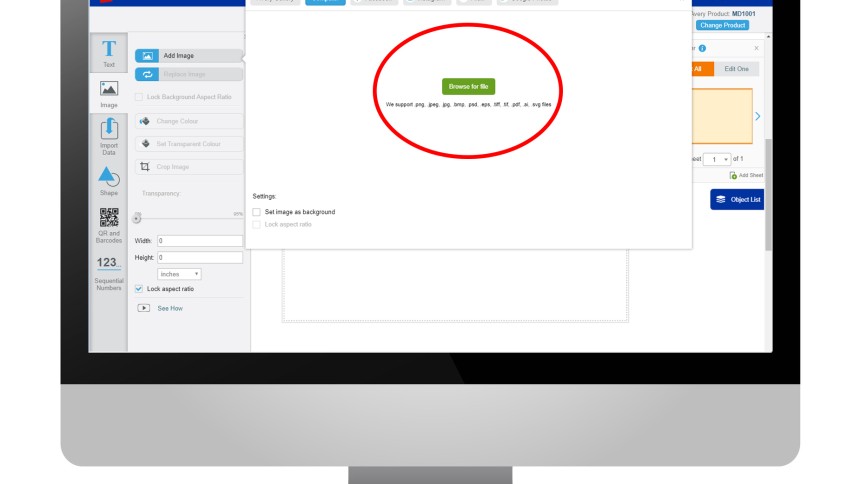Avery Design & Print - Add image dialogue box