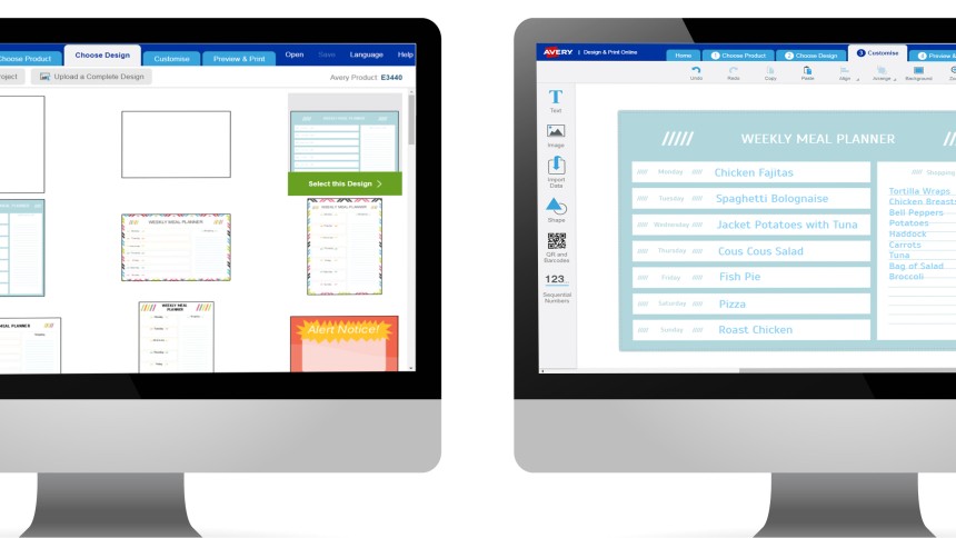 Select template design on Avery Design & Print
