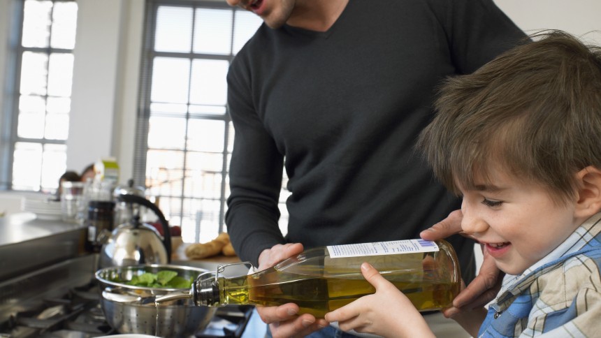 Family preparing a meal together