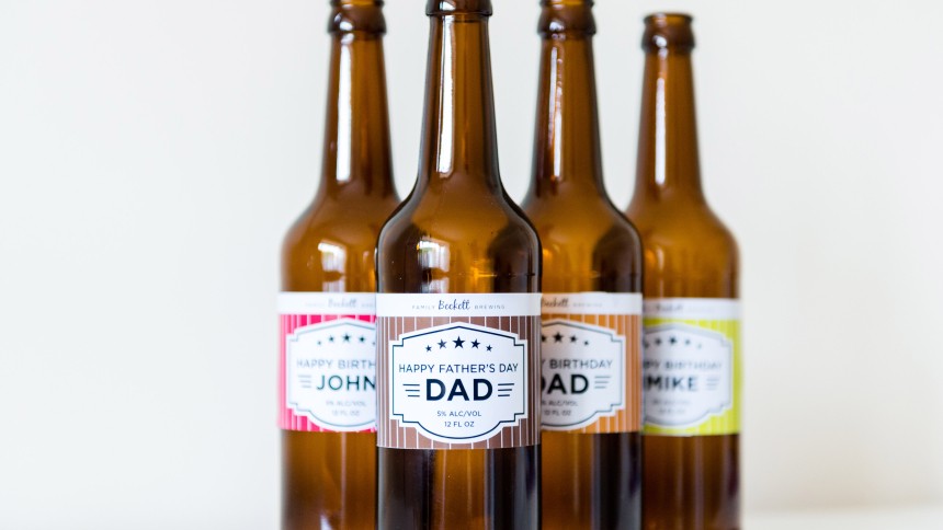 Avery Bottle Labels personalised using Design & Print
