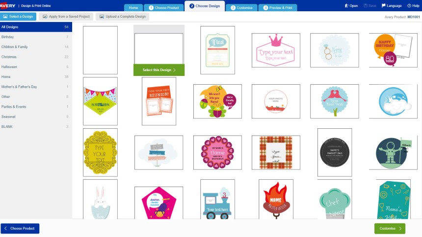 MD1001 Designs in Avery Design & Print