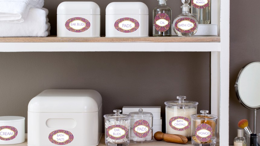Avery Labels make Bathroom storage beautiful