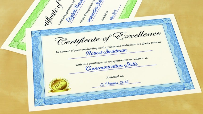 Avery Certificate Paper