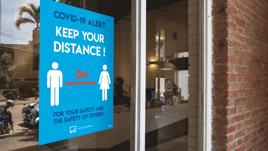 Avery COVID Social Distancing Sign - Coronavirus keep two metres apart posters fro retail