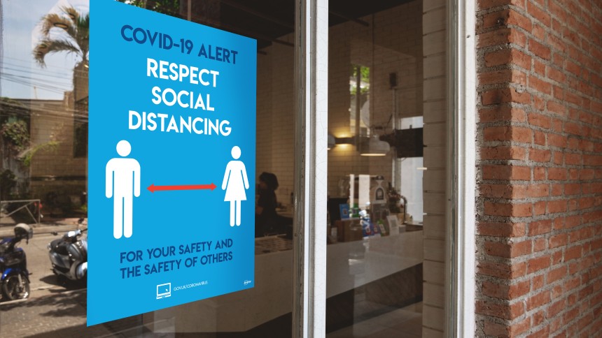 Avery COVID Social Distancing Sign - Coronavirus Practise Social Distancing posters for retail
