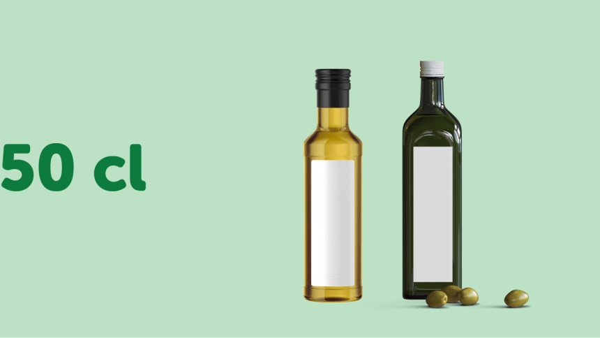 Oil and Vinegar bottle label and sticker size guide 50cl rectangle