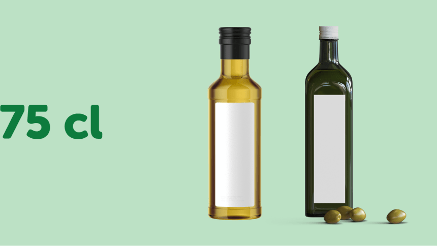 Oil and Vinegar bottle label and sticker size guide 75cl rectangle