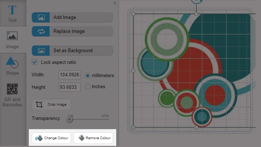 Online Avery design tool to change colour and remove colour