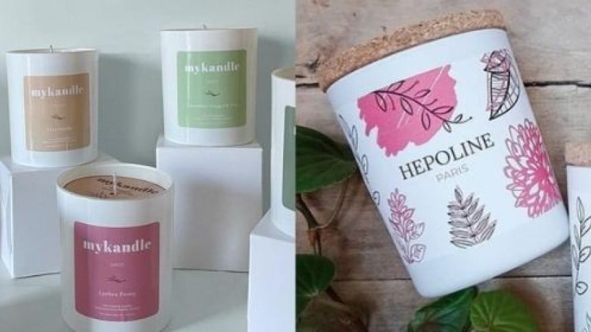 Glossy finish paper candle labels