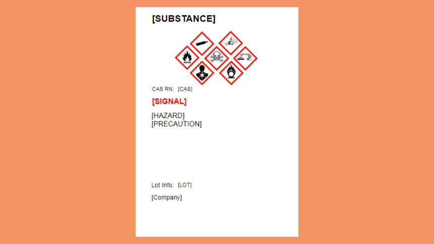 Industrial GHS label template portrait