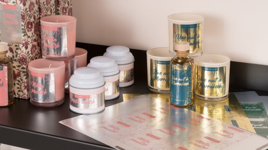 Custom printed glossy gold labels