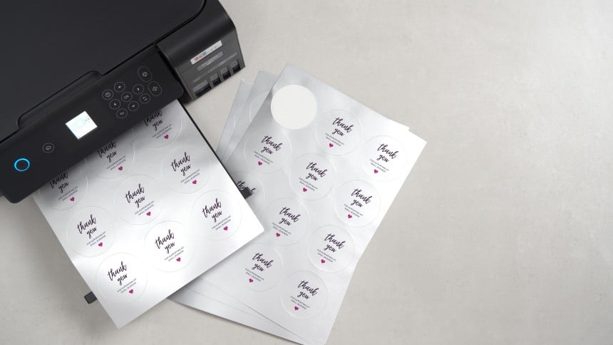 Blank silver labels printable with a laser printer