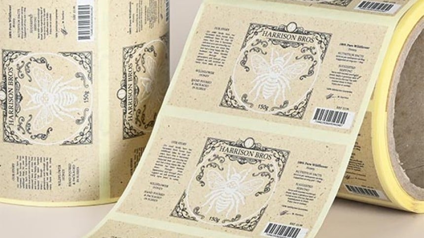 Grass paper roll label material