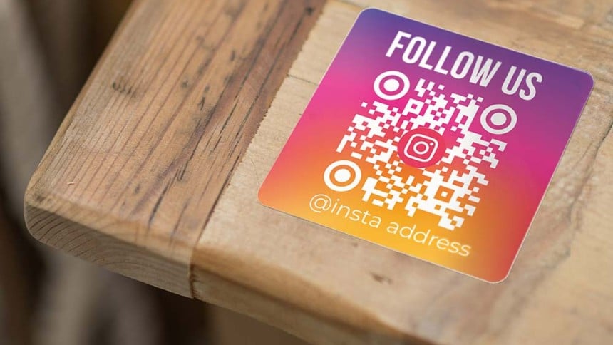 social qr code sticker on table