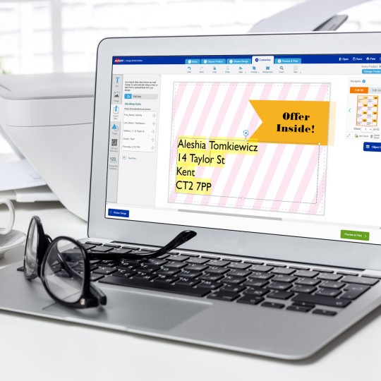 Import data to quickly merge information to your Avery products