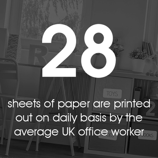 28 sheets of paper are printed out on daily basis by the average UK office worker