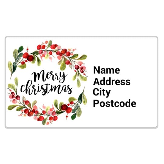 Christmas Wreath design template for Avery Labels