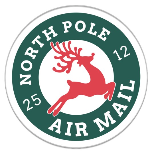 Reindeer Airmail Stamp Christmas Design Template for Avery Labels