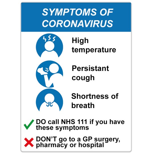 Avery Template Coronavirus Symptoms Sign