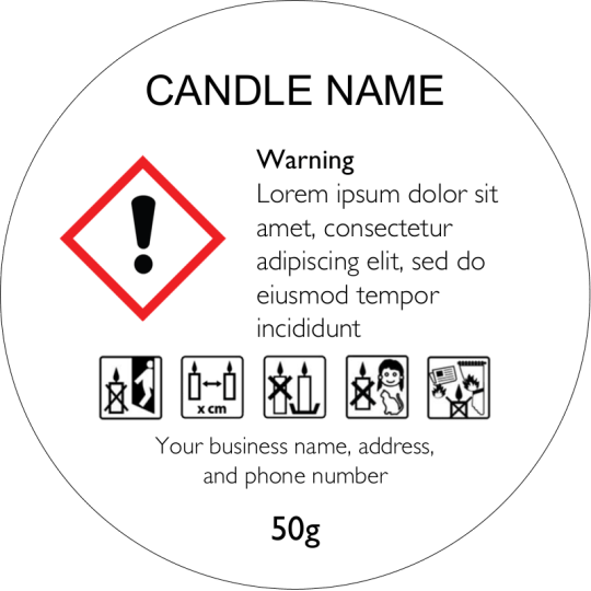 White Wax Melt Warning Label Template 02