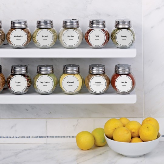 Avery Round Labels on spice jars_kitchen jars_pantry labels