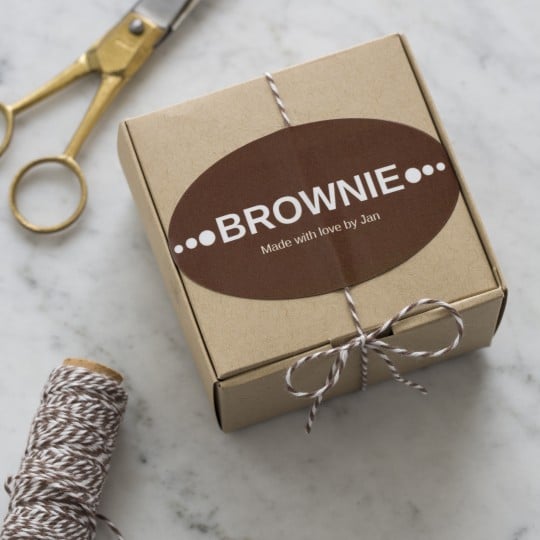 Brownie packaging label