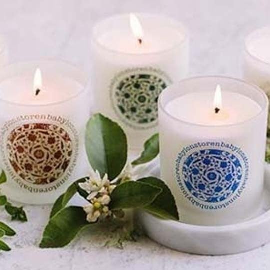 material clear round babylon candles