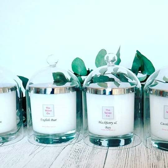 material clear square velvet candles